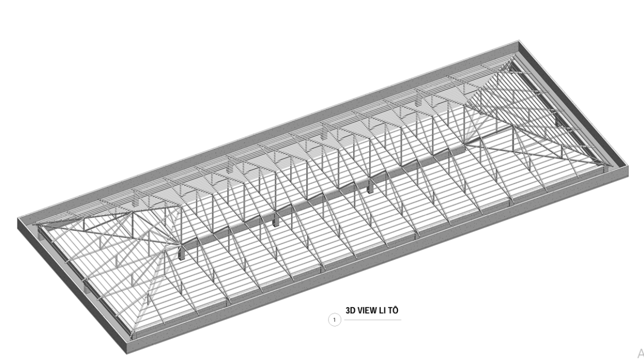 Mô hình 3D hệ li tô mái trên Revit